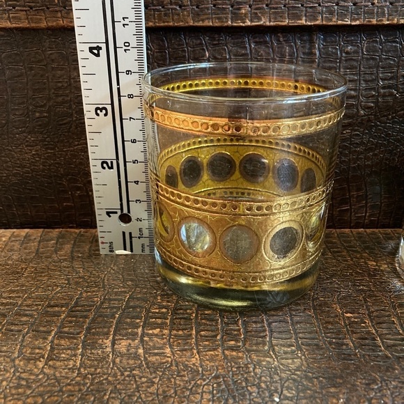 Set of 2 Vtg Culver 22K Gold Antigua Rocks Bar Glasses - Picture 3 of 4